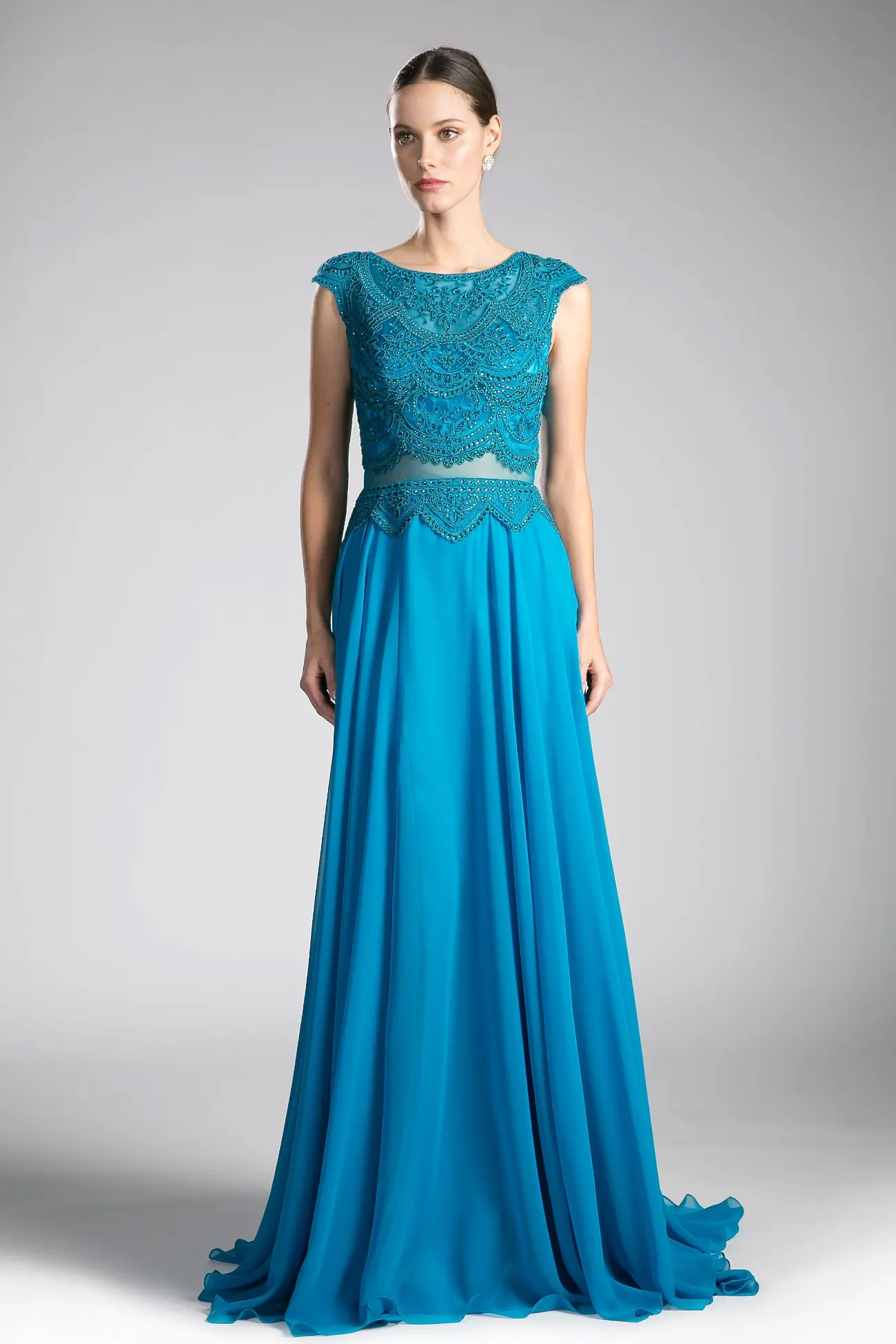Beaded Lace Chiffon Dress by Tux-USA