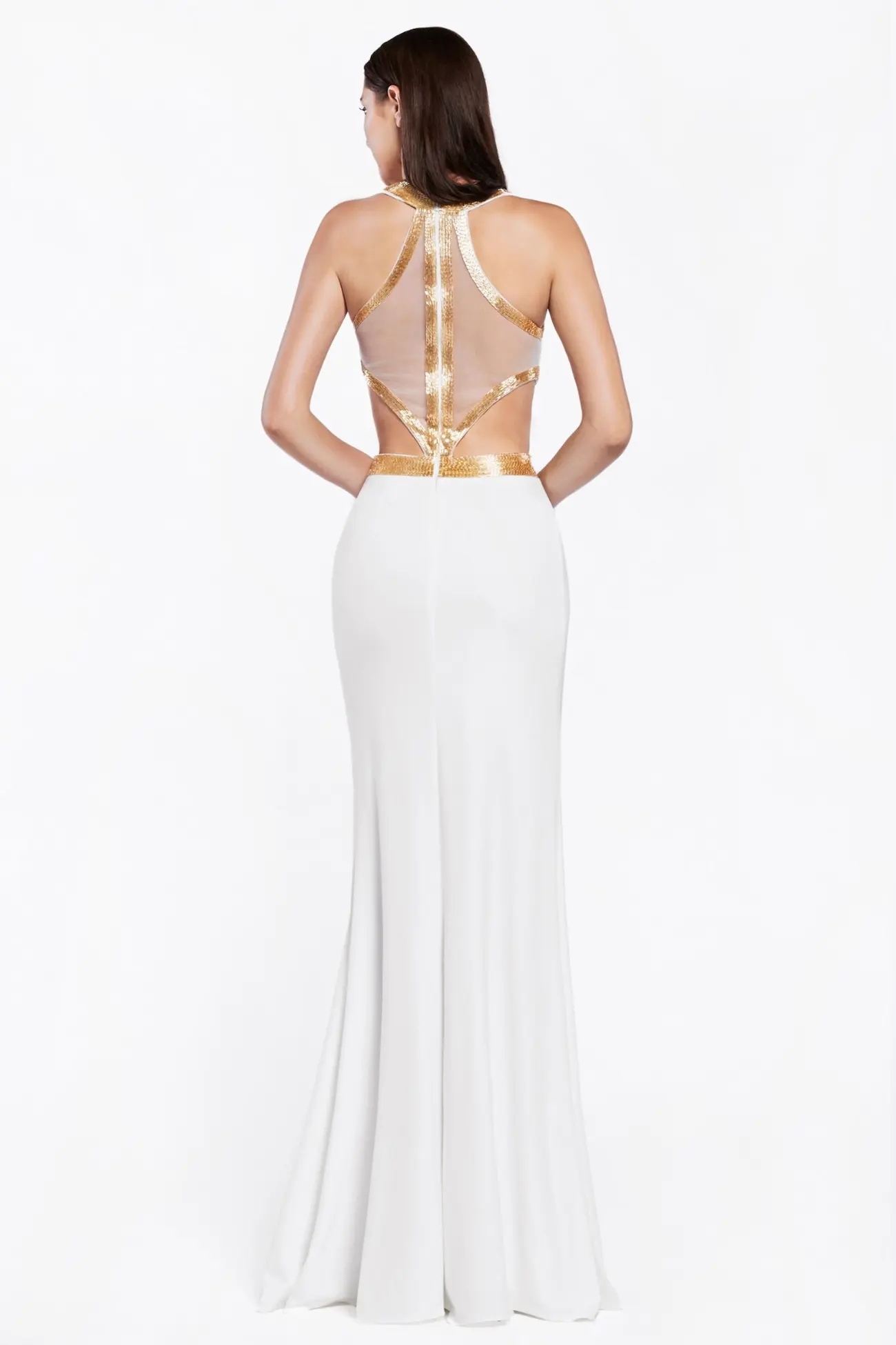 Illusion Halter Neckline Dress by Tux-USA