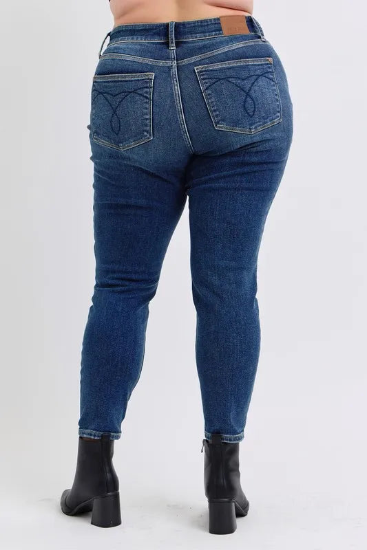 Judy Blue Full Size Run Mid-Rise Waist Skinny Jeans with Thermal Lining by Judy Blue