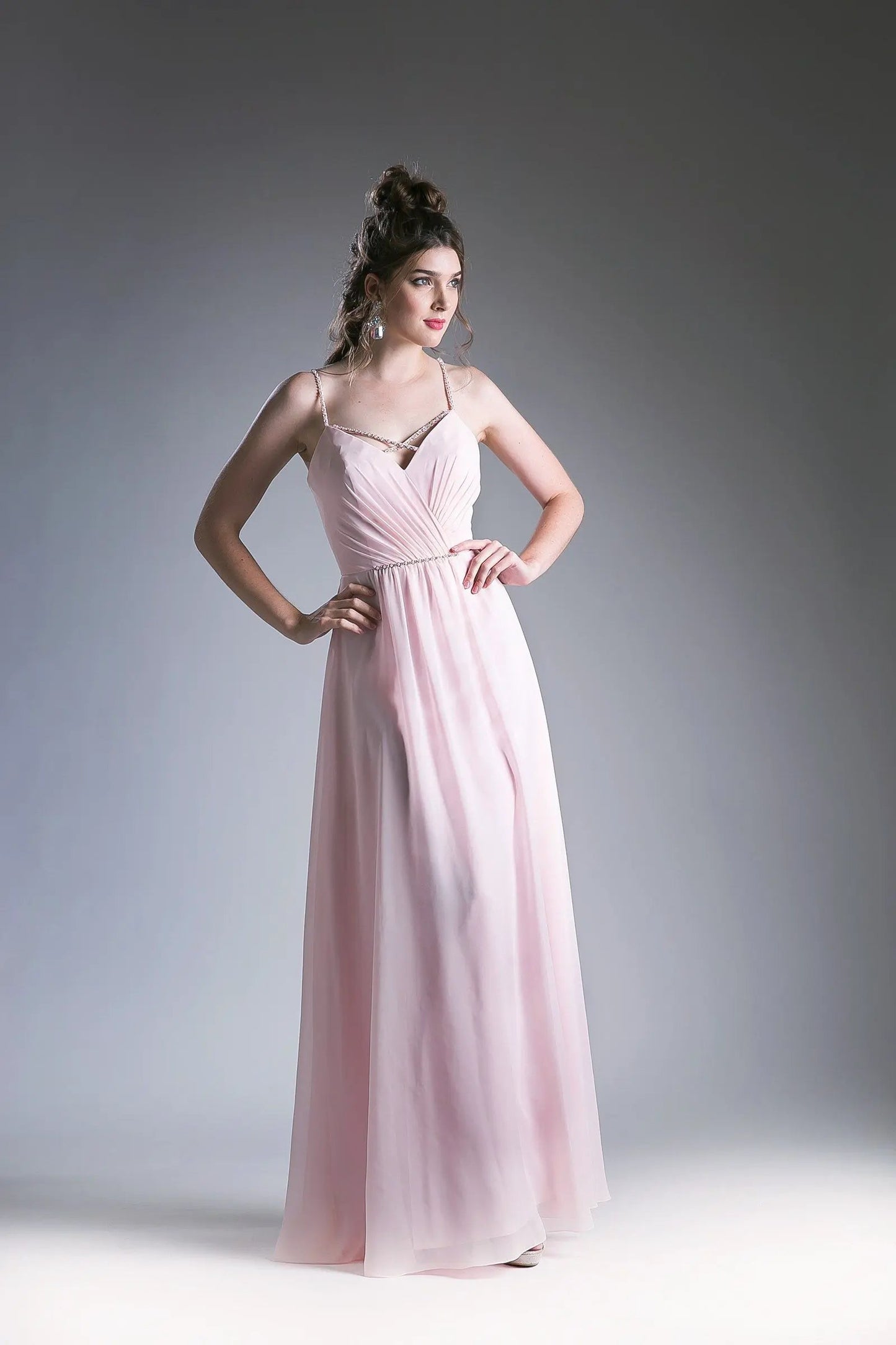 V Neckline With a Beaded Band Dress by Tux-USA