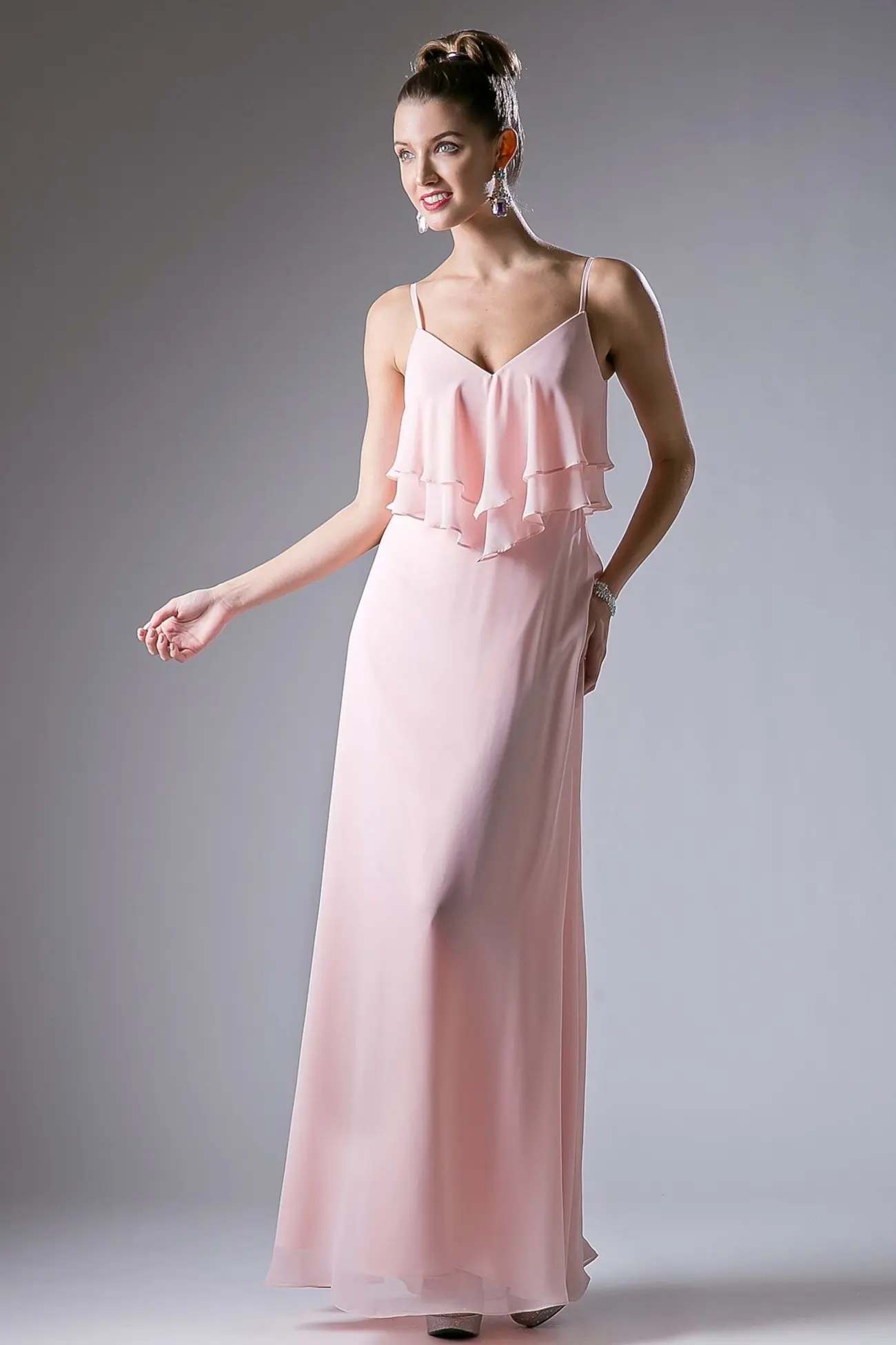Chiffon Sheath Dress with a V Neckline by Tux-USA