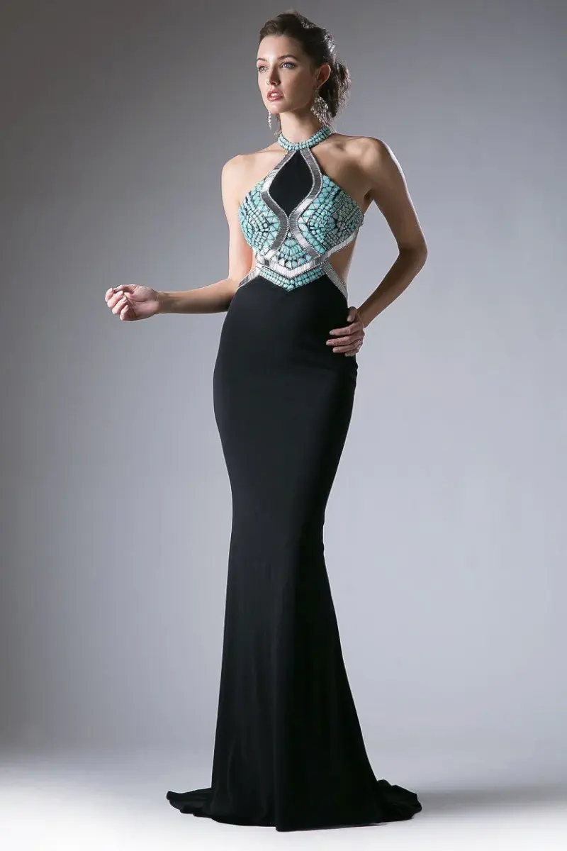 Beaded Stretch Knit Sheath Dress by Tux-USA