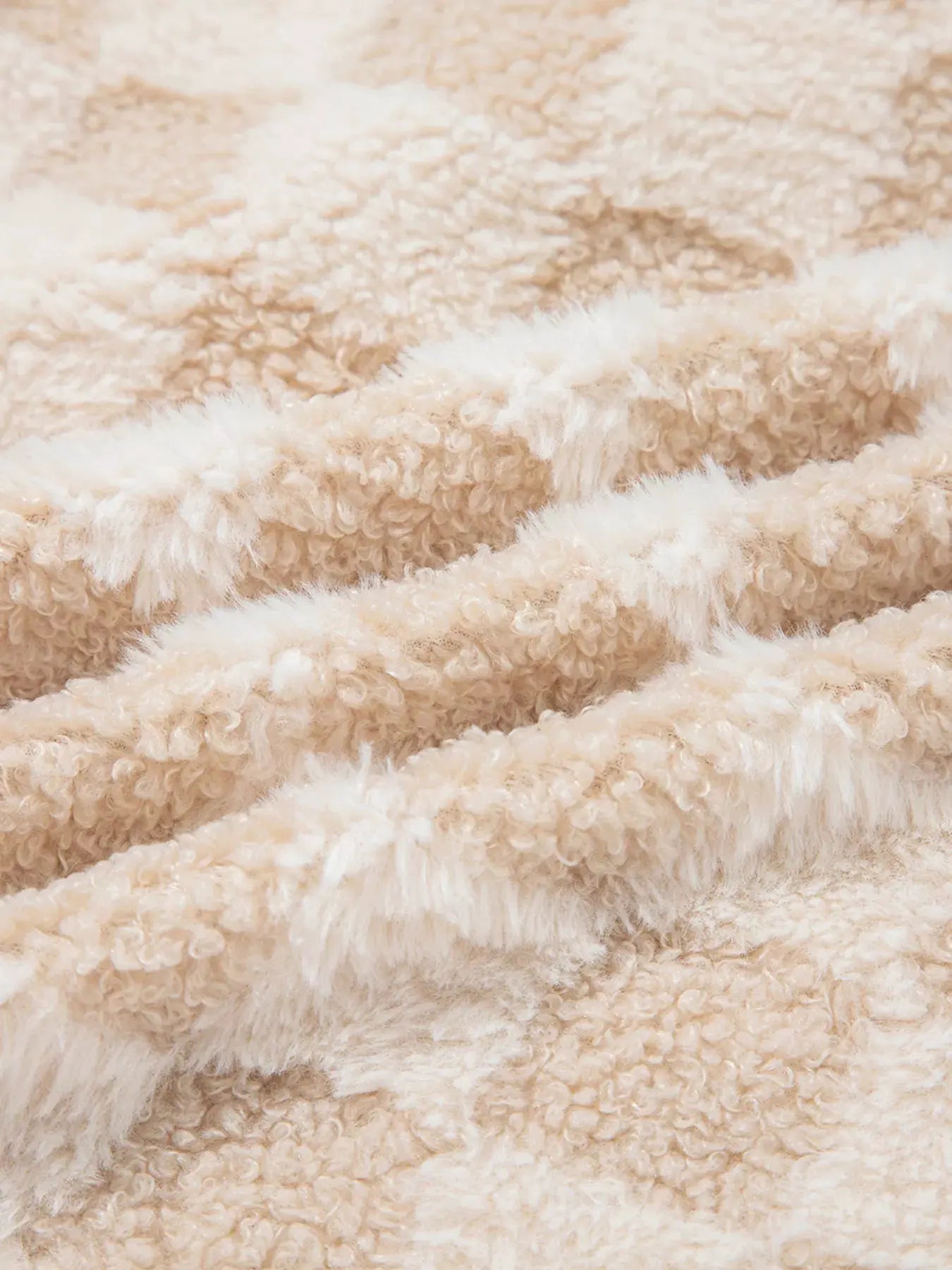 Checker Sherpa Corduroy Patchwork Zip Up Jacket by Partner Label