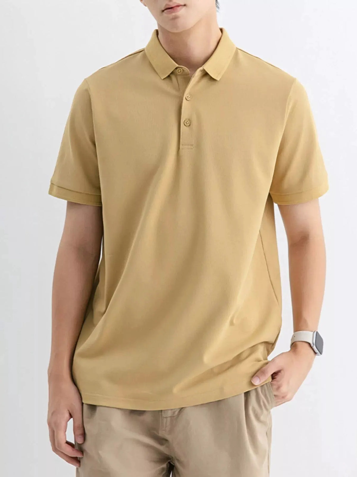 Men's Plus Size Solid Color Short Sleeve Polo by Trendsi
