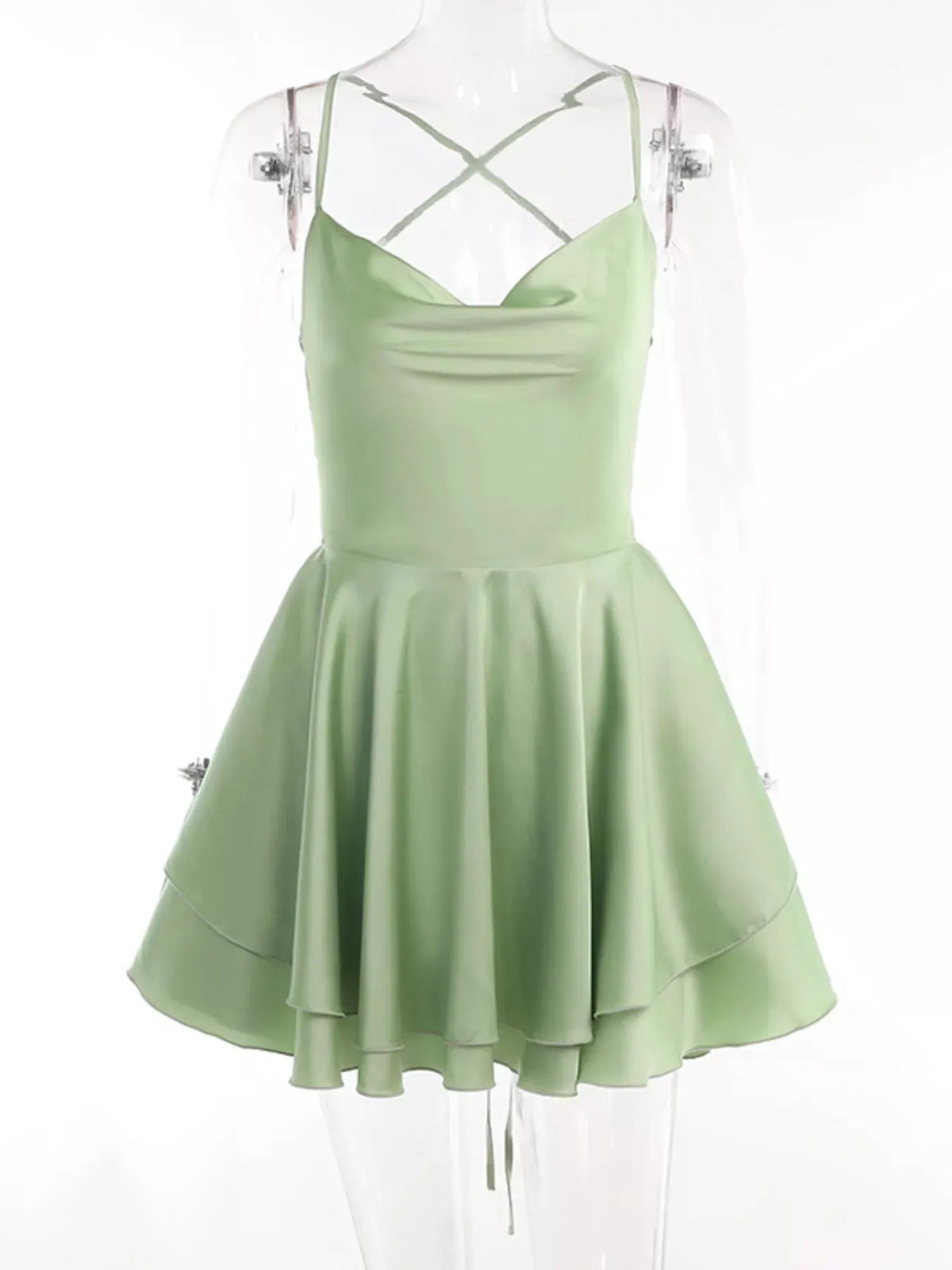 Backless Layered Ruffled Cami Dress by Partner Label