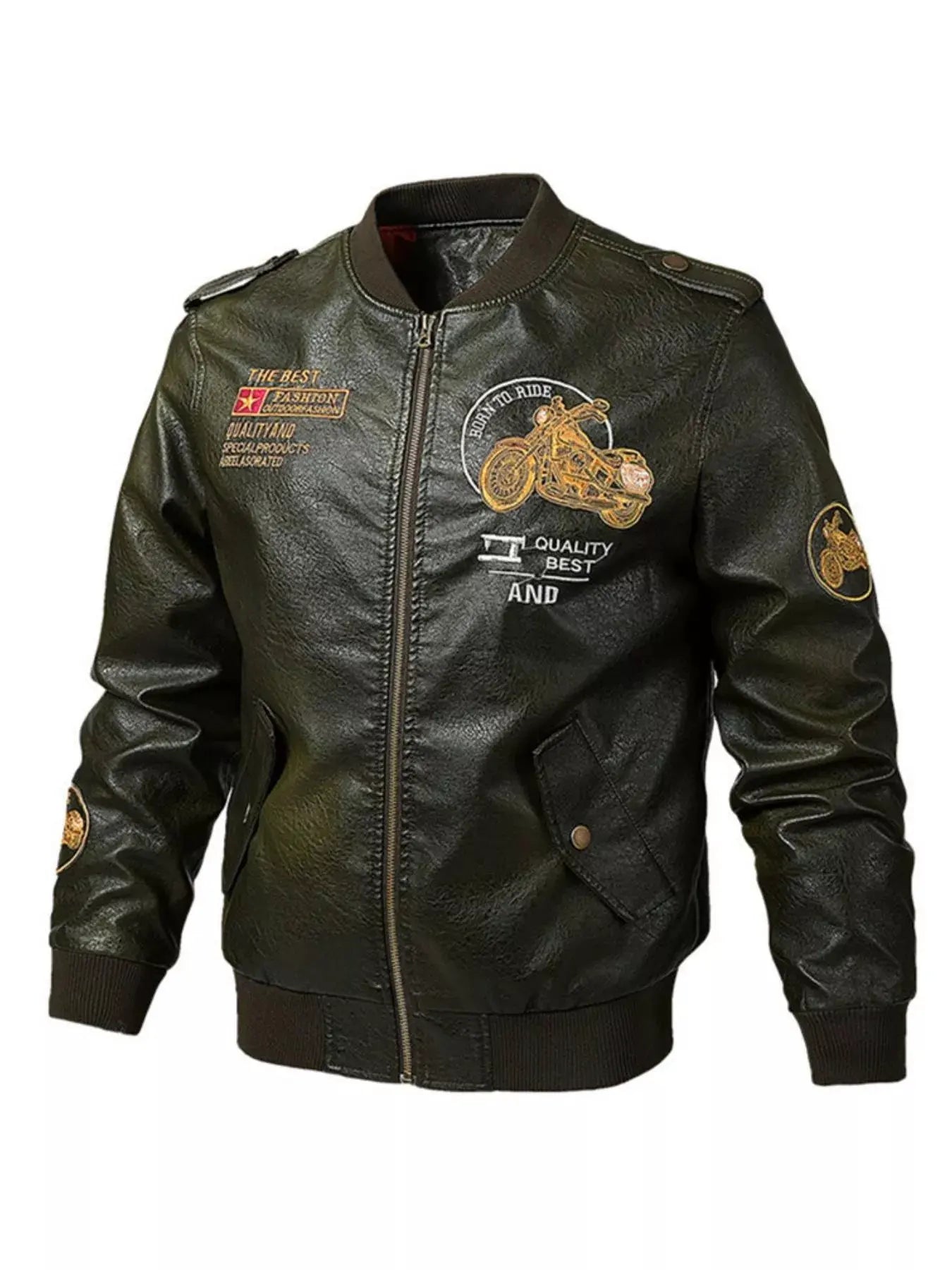 Men's Plus Size Zip Up Leather Jacket by Partner Label