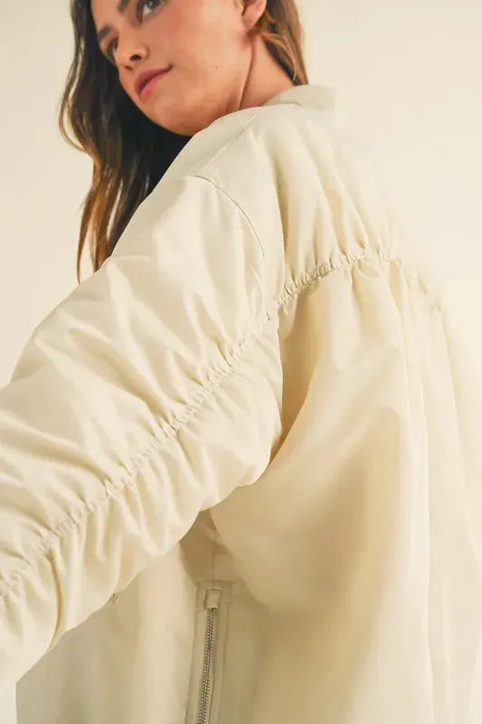 MABLE Back Ruched Utiltiy Bomber Jacket by MABLE