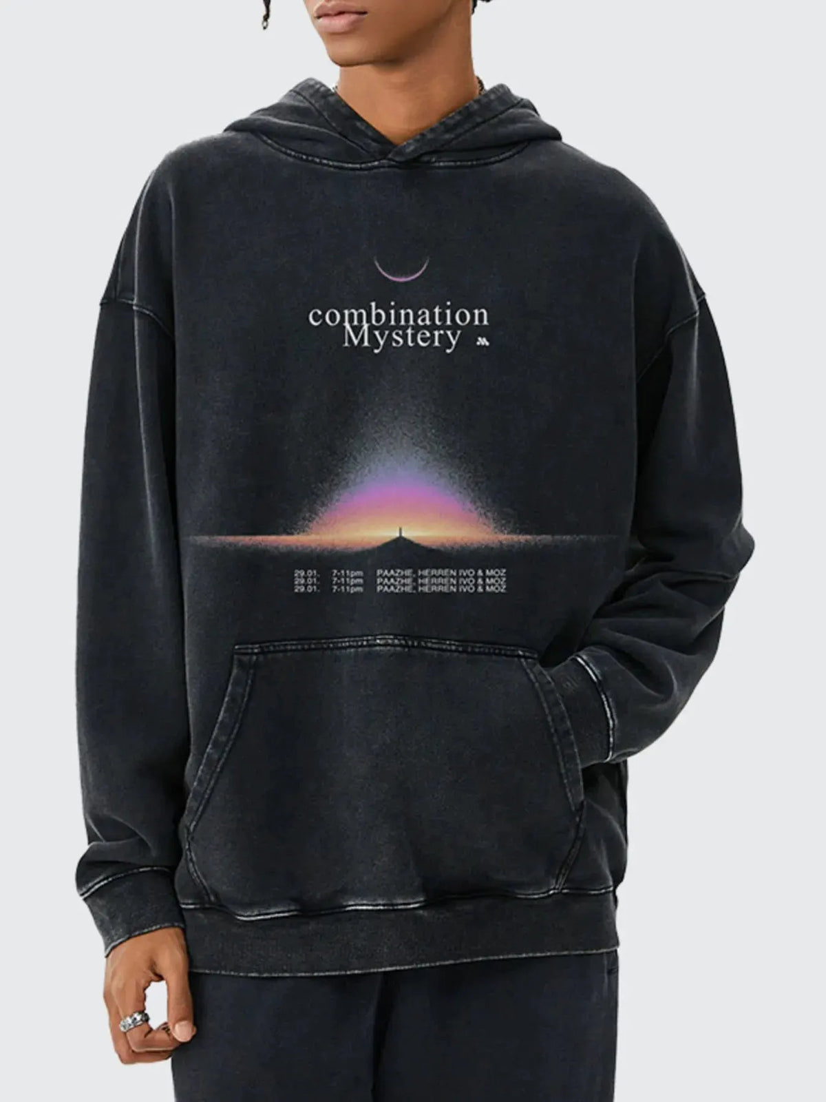 Men's Graphic Dropped Shoulder Hoodie by Trendsi
