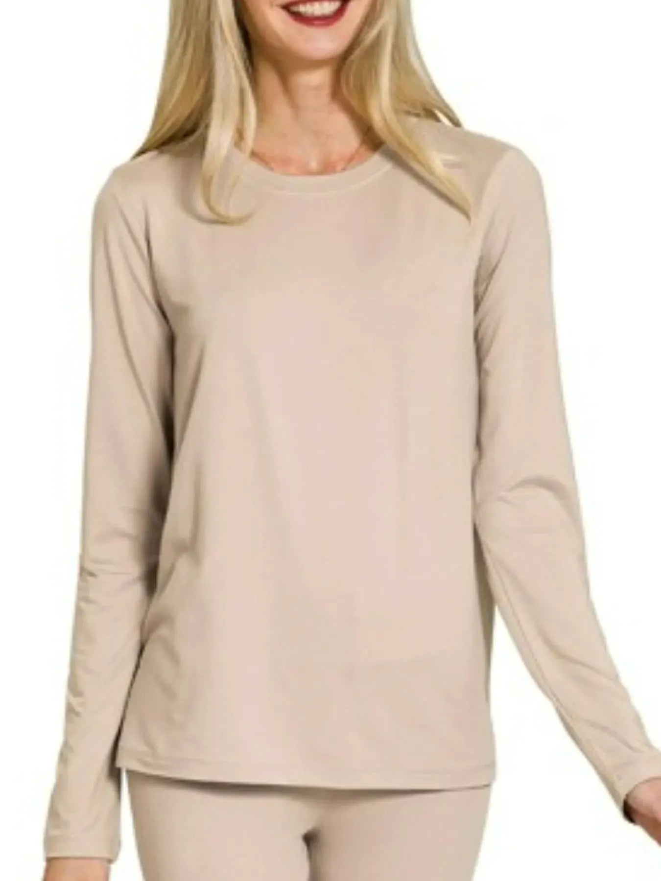 Zenana Microfiber Round Neck Top and Leggings Set by Zenana