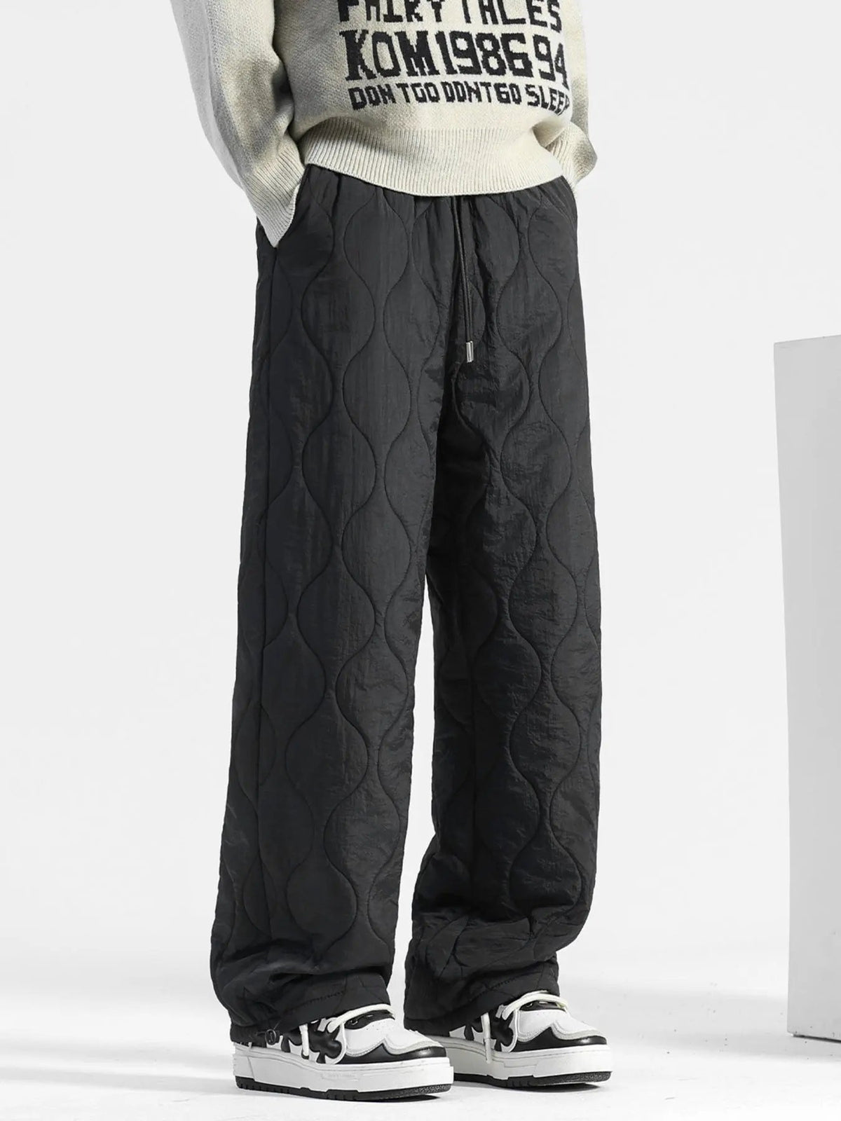 Men's Plus Size Quilted Loose-Fit Pants by Partner Label