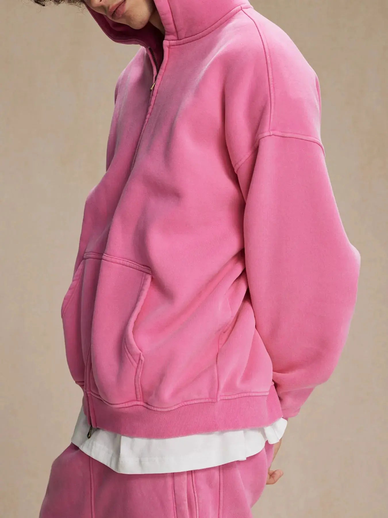 Men's Zip-Up Hoodie with Kangaroo Pocket by Trendsi