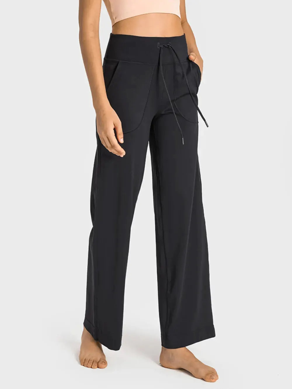 Millennia Drawstring Waist Wide Leg Sports Pants with Pockets by Millennia
