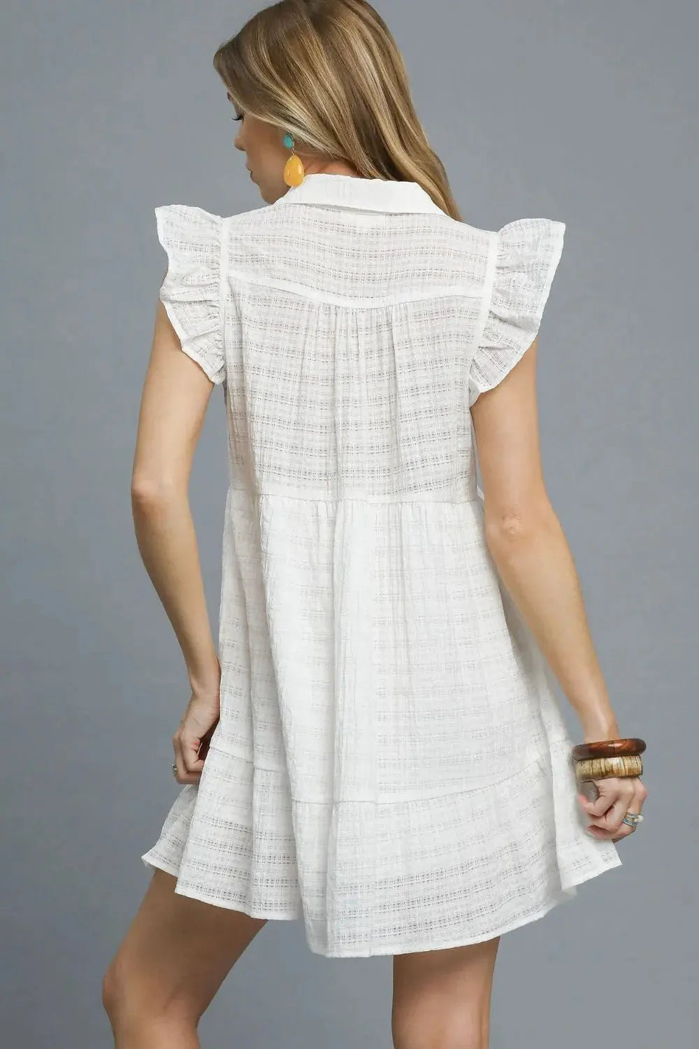 Umgee Ruffle Cap Sleeve Textured Mini Dress by Umgee