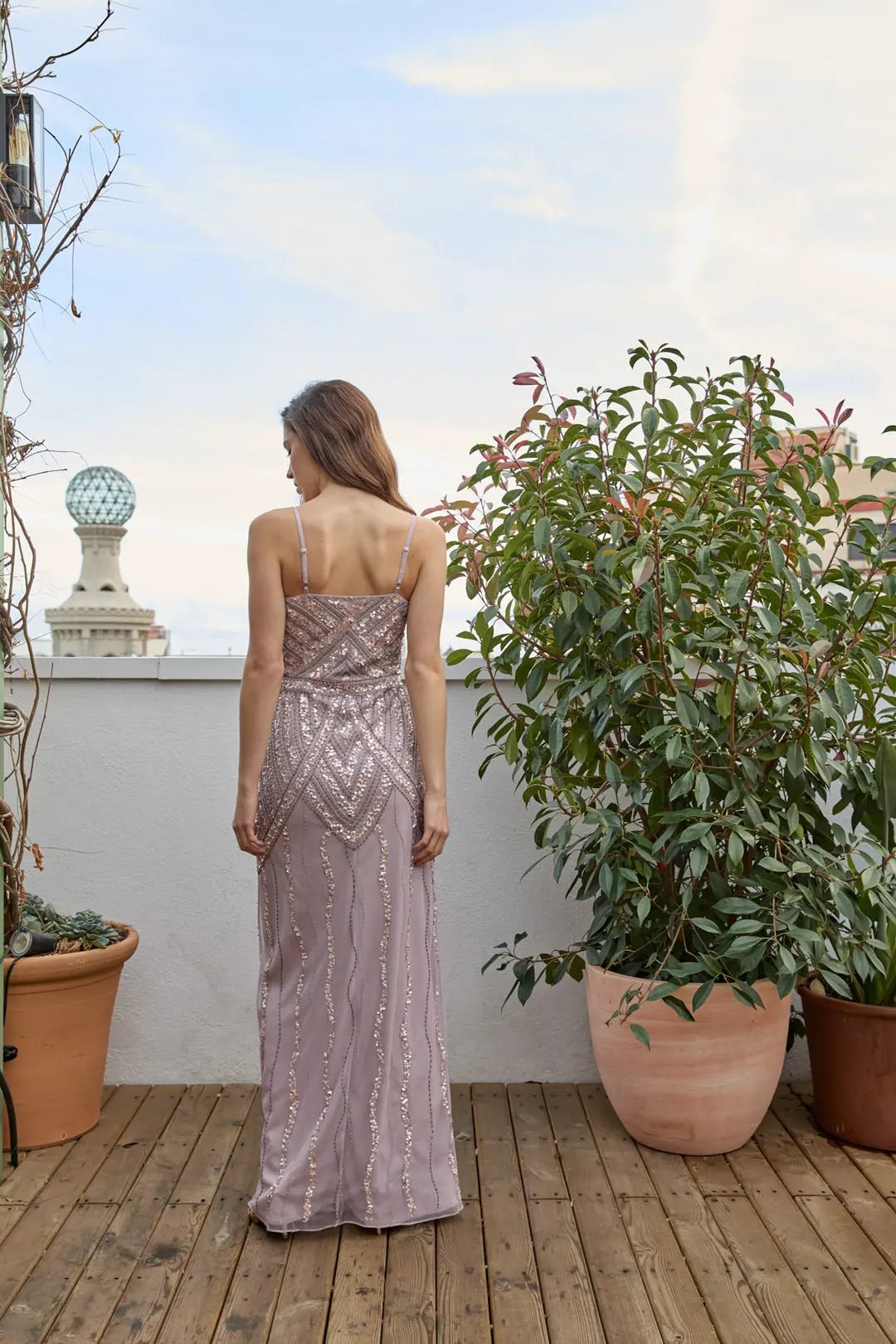 The Brama Dress with Hand Embroidered Rhinestones by Ceylan Bcn