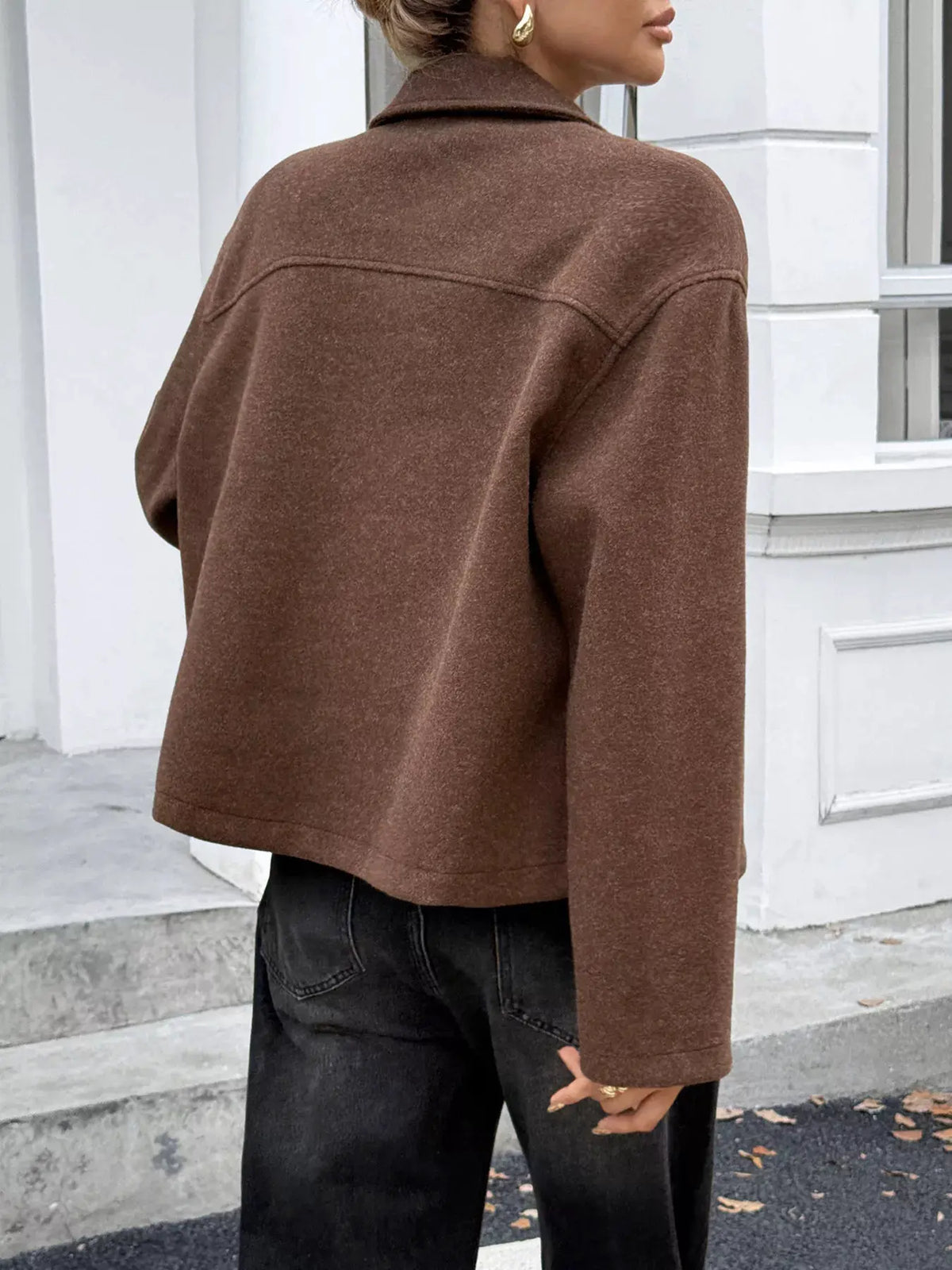 Zip-Up Dropped Shoulder Jacket by Partner Label