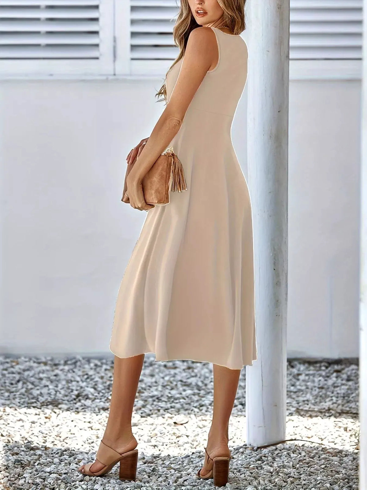 Sleeveless A-Line Midi Dress by Partner Label