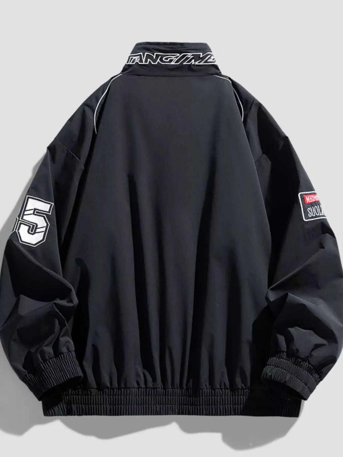 Men's Plus Size Racing-Inspired Zip Up Jacket by Trendsi