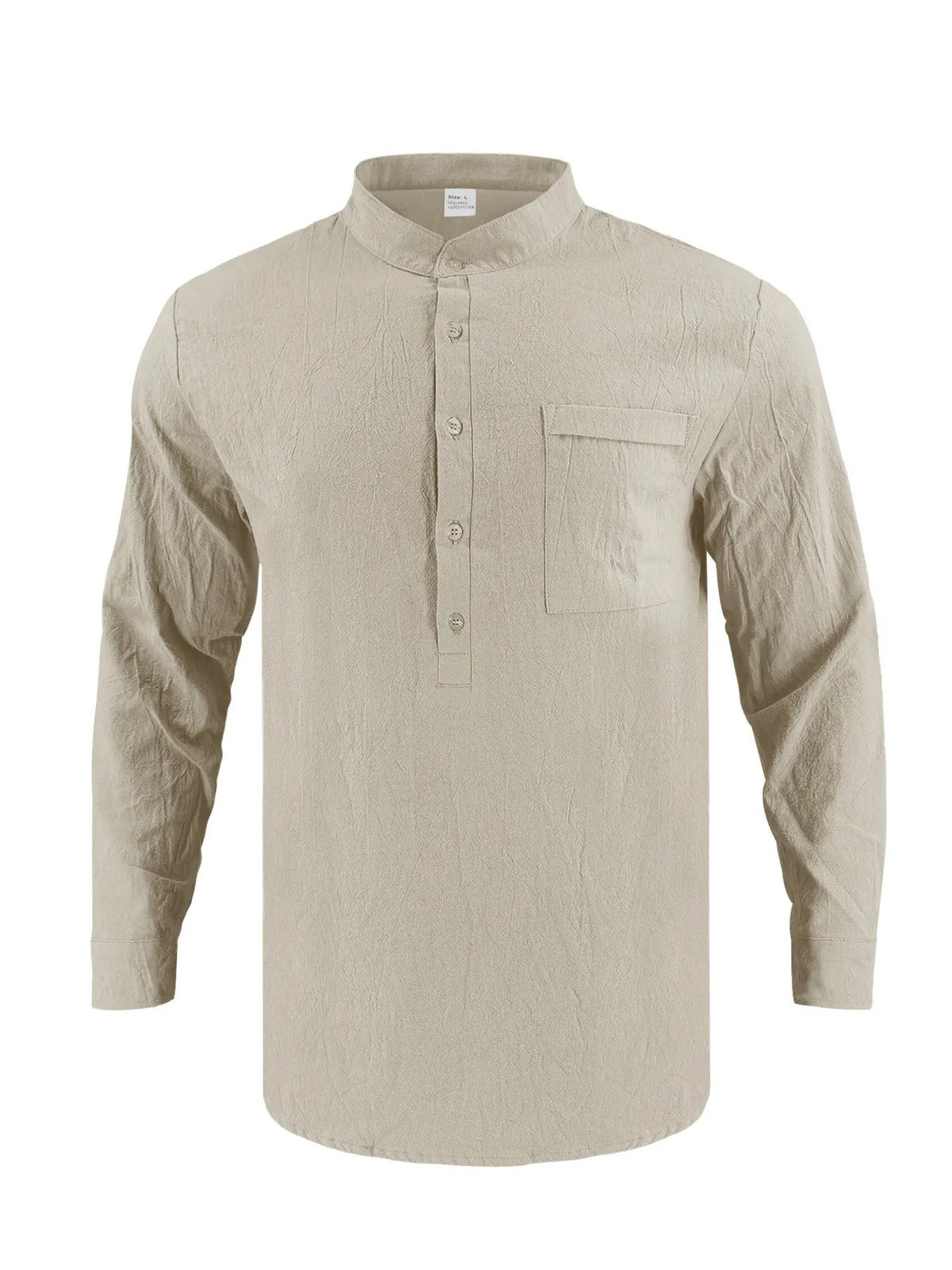 Men's Full Size Button Detail Long Sleeve Shirt Plus Size by Trendsi