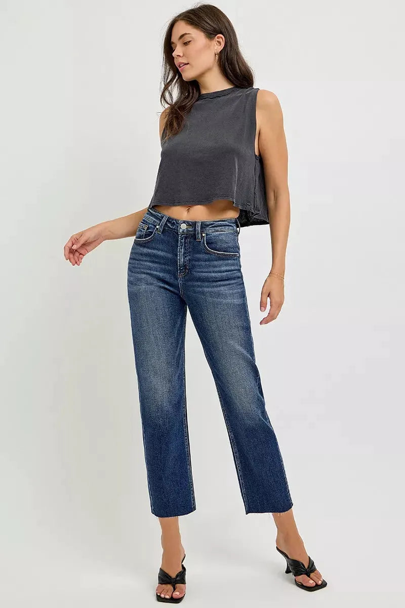 RISEN High Rise Slim Barrel Jeans by RISEN