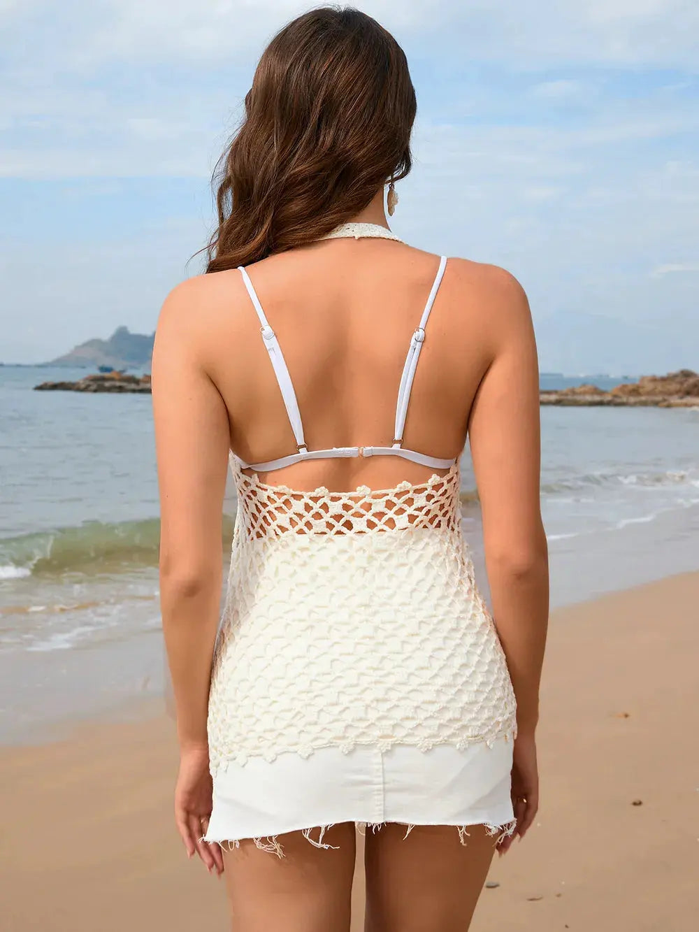 Tied Openework Halter Neck Cover-Up by Partner Labels