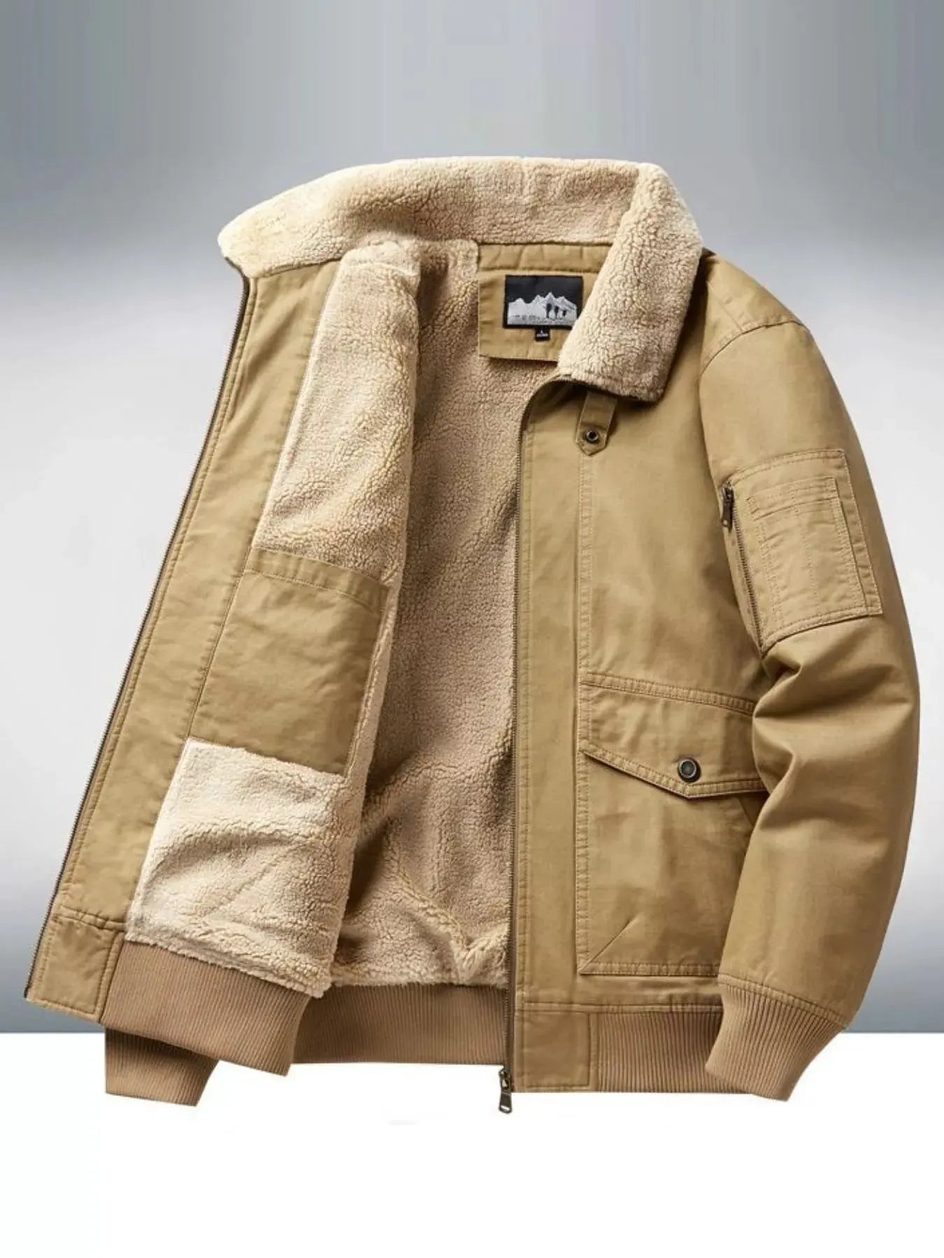 Men's Plus Size Warm Sherpa Lined Zip Up Jacket by Partner Label