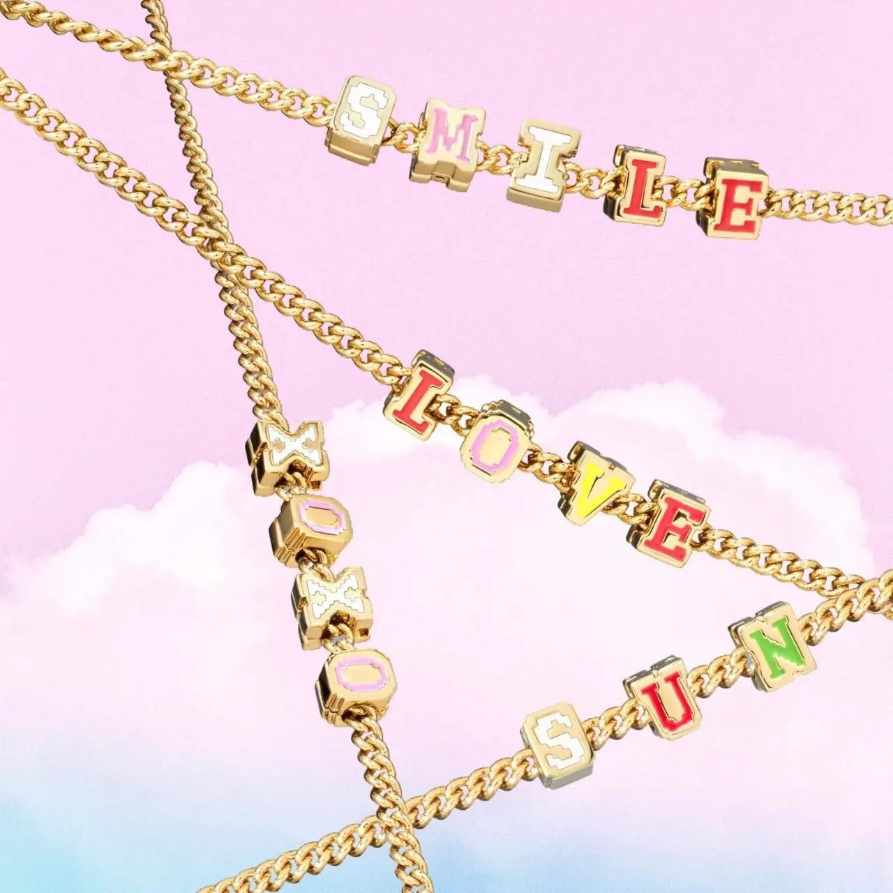 Female With Hearts Rainbow Letter Collarbone Necklace by Maiden-Art