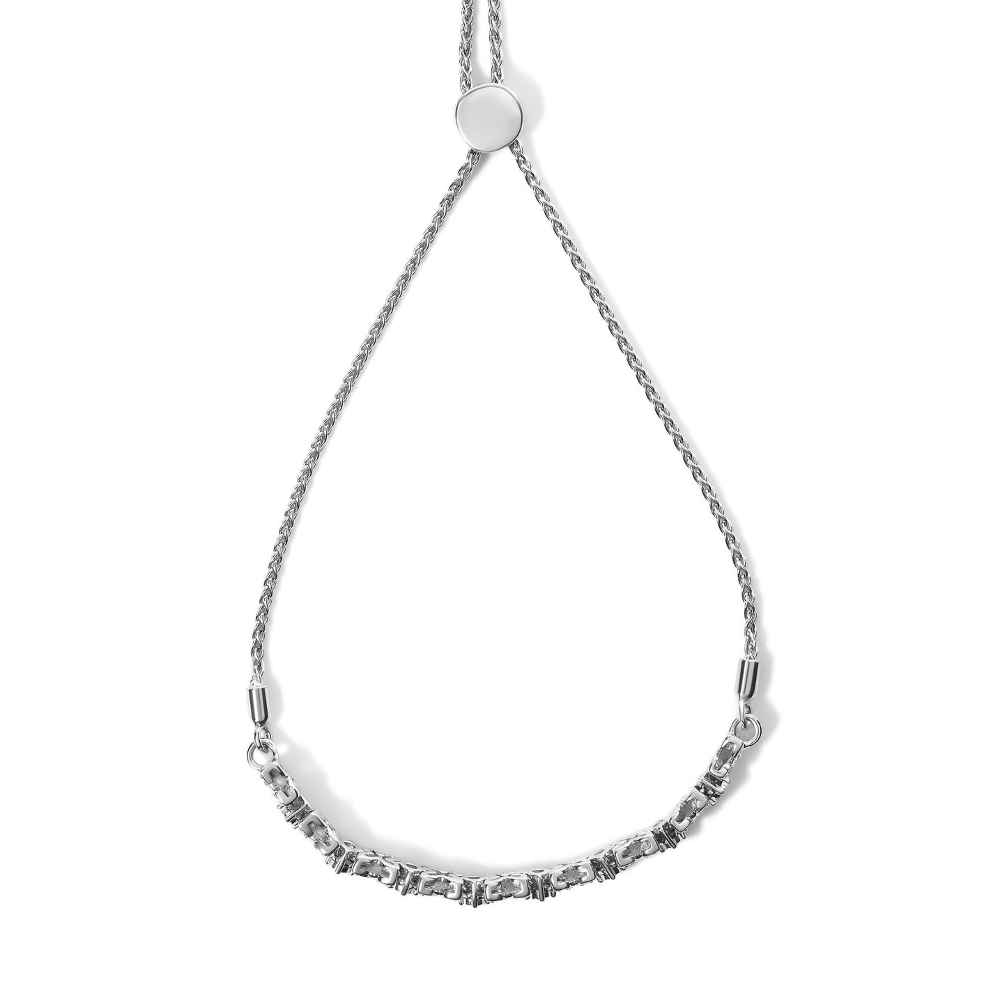 .925 Sterling Silver 1/4 Cttw Diamond Marquise Shaped Link 4"-10" Adjustable Bolo Bracelet (I-J Color, I1-I2 Clarity)-4