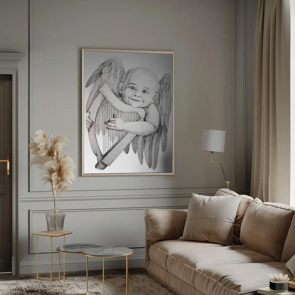 Wall art Joyfully Playing A Harp by Violeta Vollmer