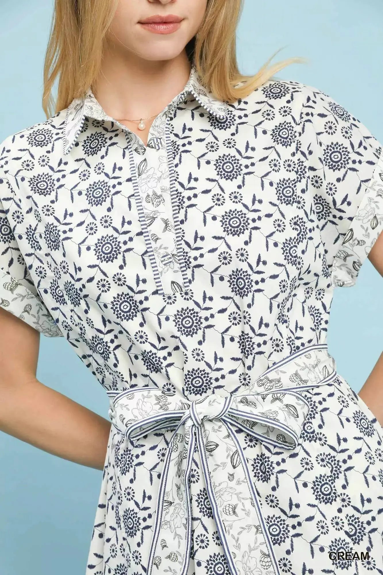 Umgee Border Print Belted Shirt Dress by Umgee