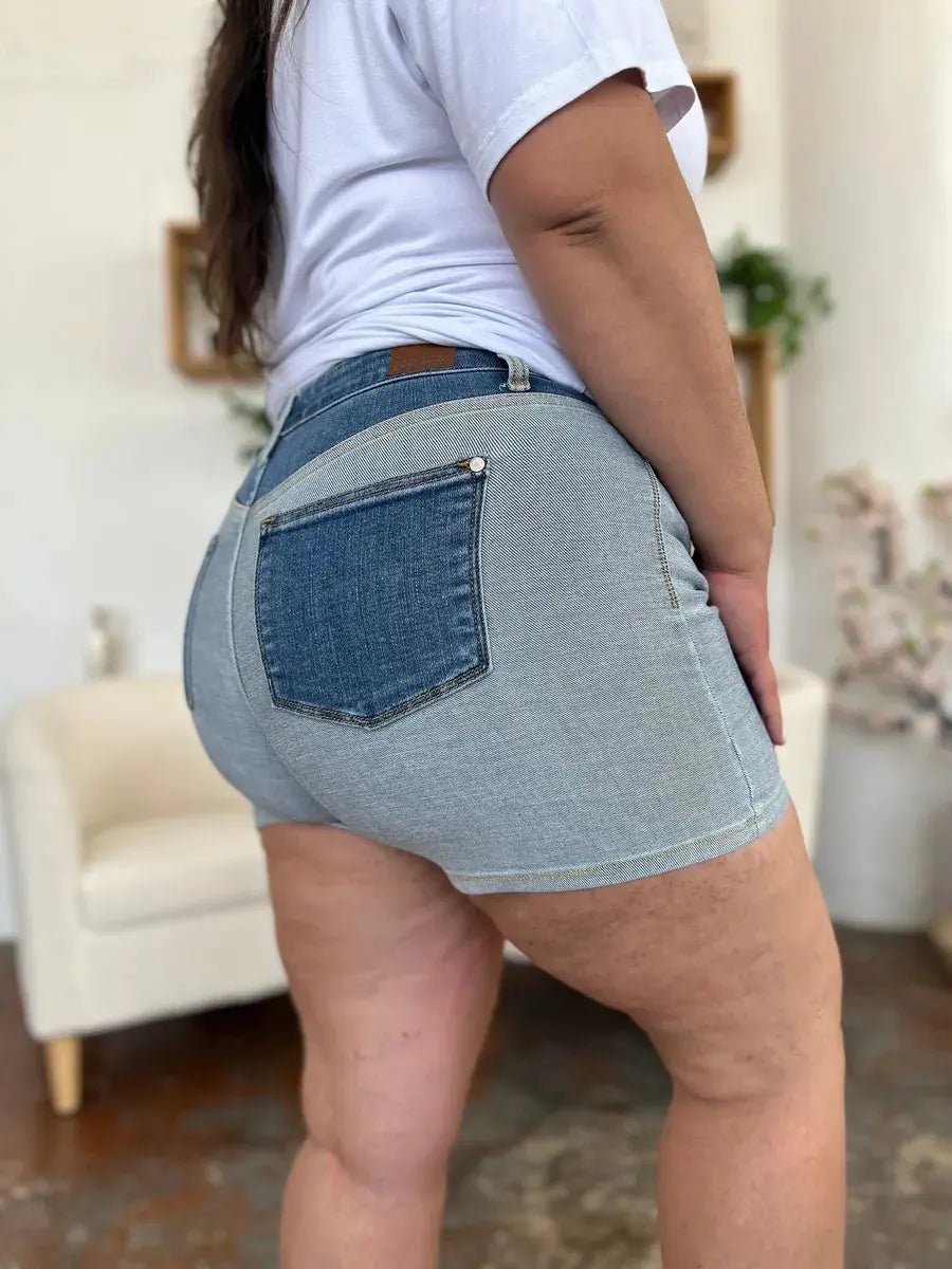Judy Blue Full Size Color Block Denim Shorts by Judy Blue