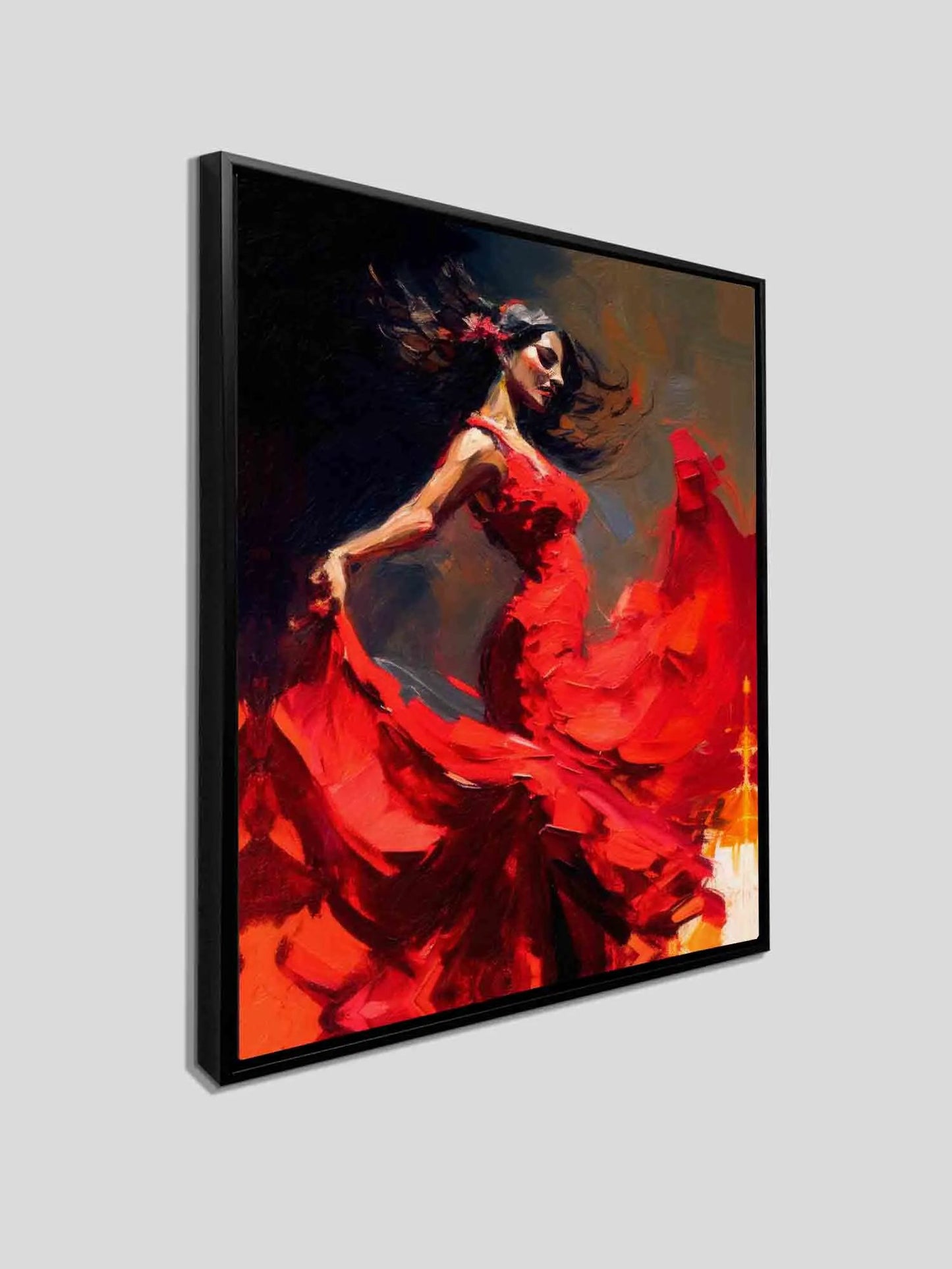 Wall Art-The red dress-Fine Artwork. Gold varnish by Gtaart.ca