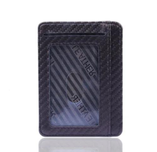 PU Leather Carbon Fiber Wallet Mini Slim Business Card Holder by Inland Leather