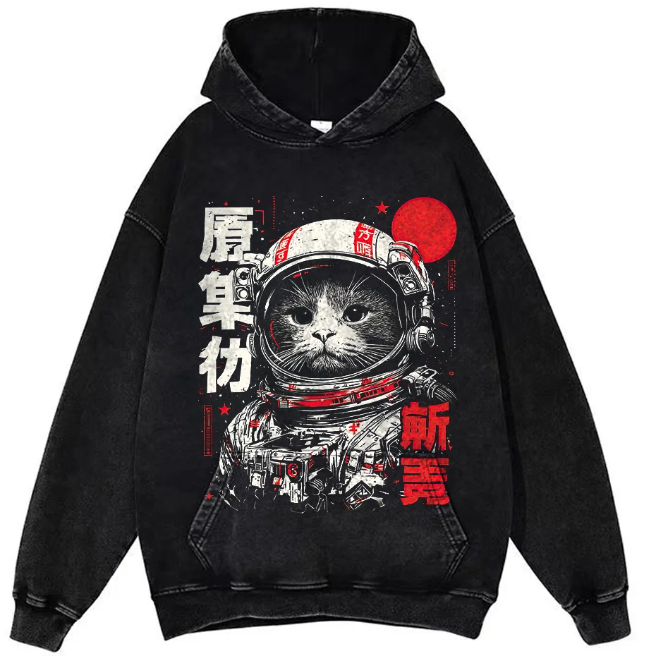 Space Cat Kawaii Graphic T Shirt Oversized Cotton Unisex-2