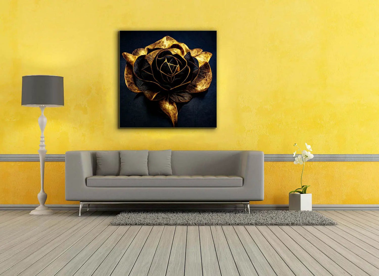 Canvas Print-Black and Gold Flower-Wall Art by Gtaart.ca