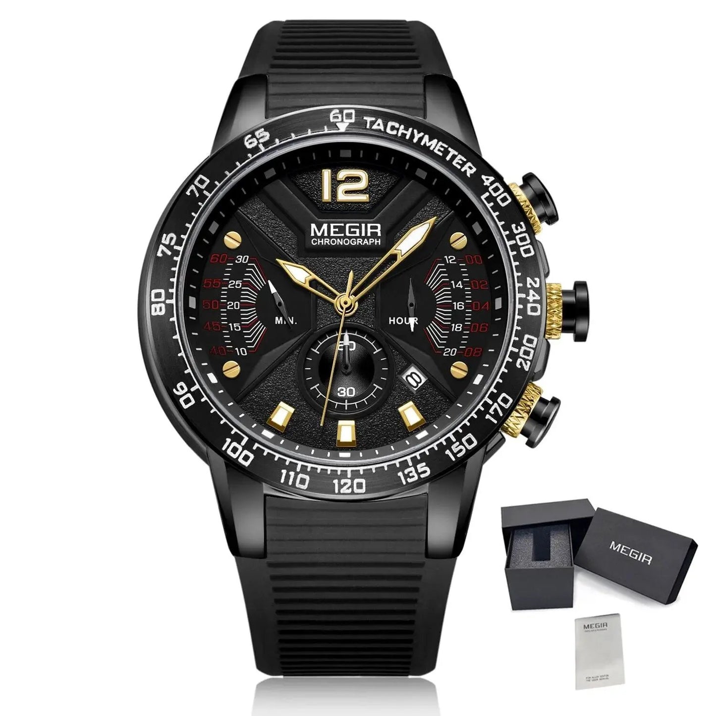 MEGIR Silicone Strap Quartz Military Watches for Men Fashion Sport Wristwatch Clock Big Dial Watch Chronograph Montre Homme 2106 by MEGIR WATCH GROUP