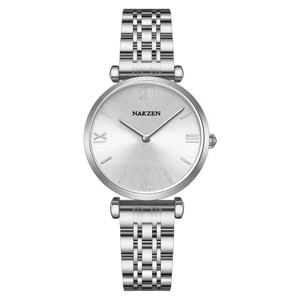 NAKZEN Luxury Crystal Watch Women Waterproof Rose Gold Steel Strap Ladies Wrist Watches Top Brand Bracelet Clock Relogio Feminino 4153 by MEGIR WATCH GROUP