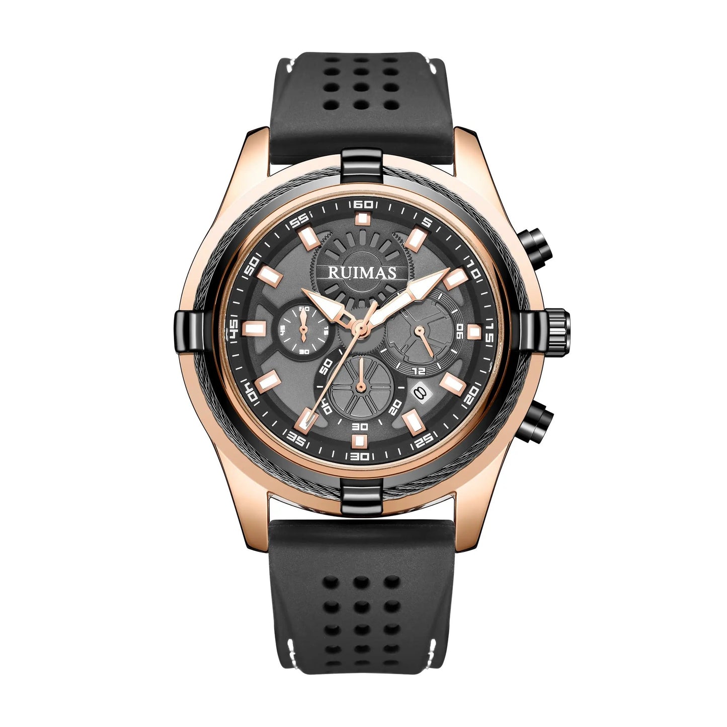 RUIMAS Top Luxury Quartz Wristwatches Men Silicone Large Dial Military Sports Watches Waterproof Luminous Date Reloj Hombre 311 by MEGIR WATCH GROUP