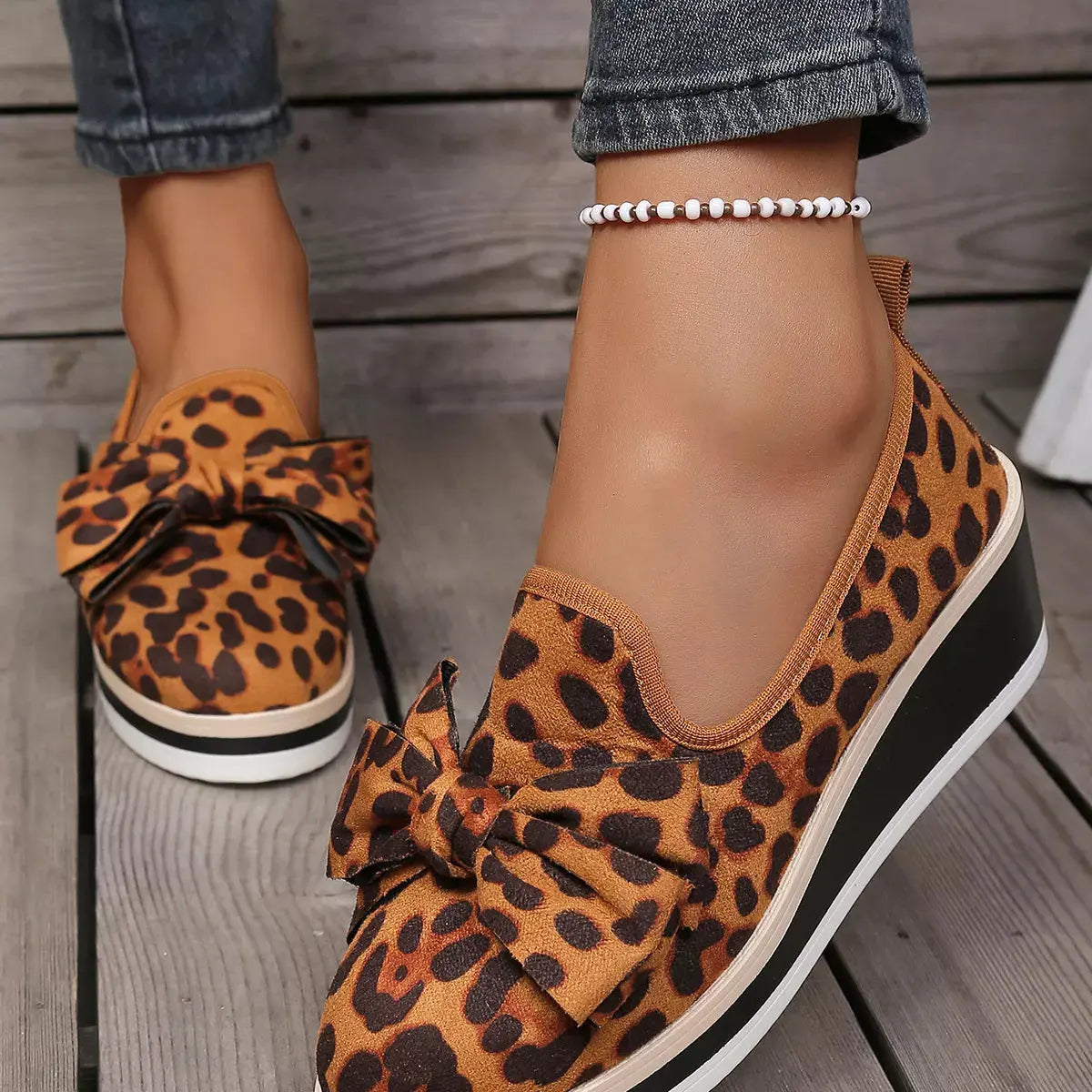 Leopard Print Platform Loafers by Partner Label