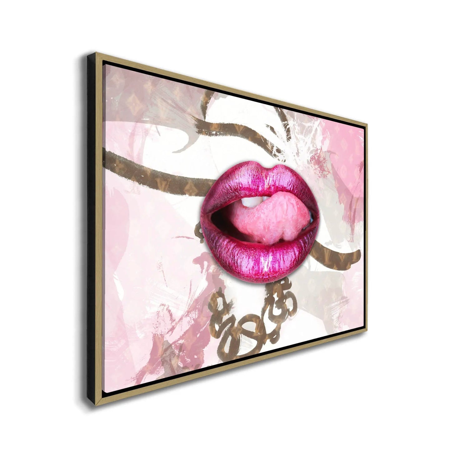 Canvas Wall Art-Pink Lips Overlay-Printed Artwork by Gtaart.ca