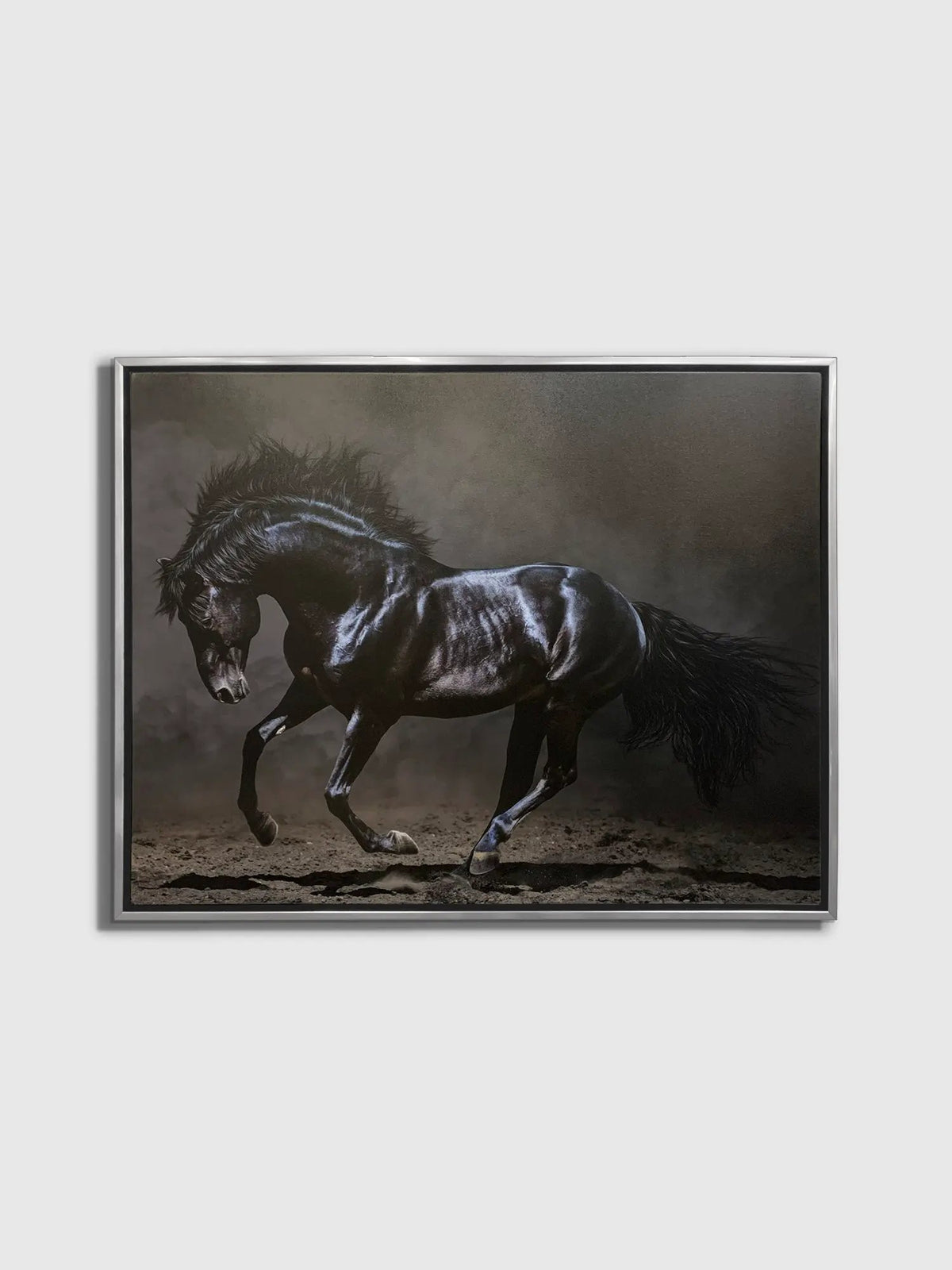 Black Majestic Horse - Wildlife Canvas Art - Diamond varnish by Gtaart.ca