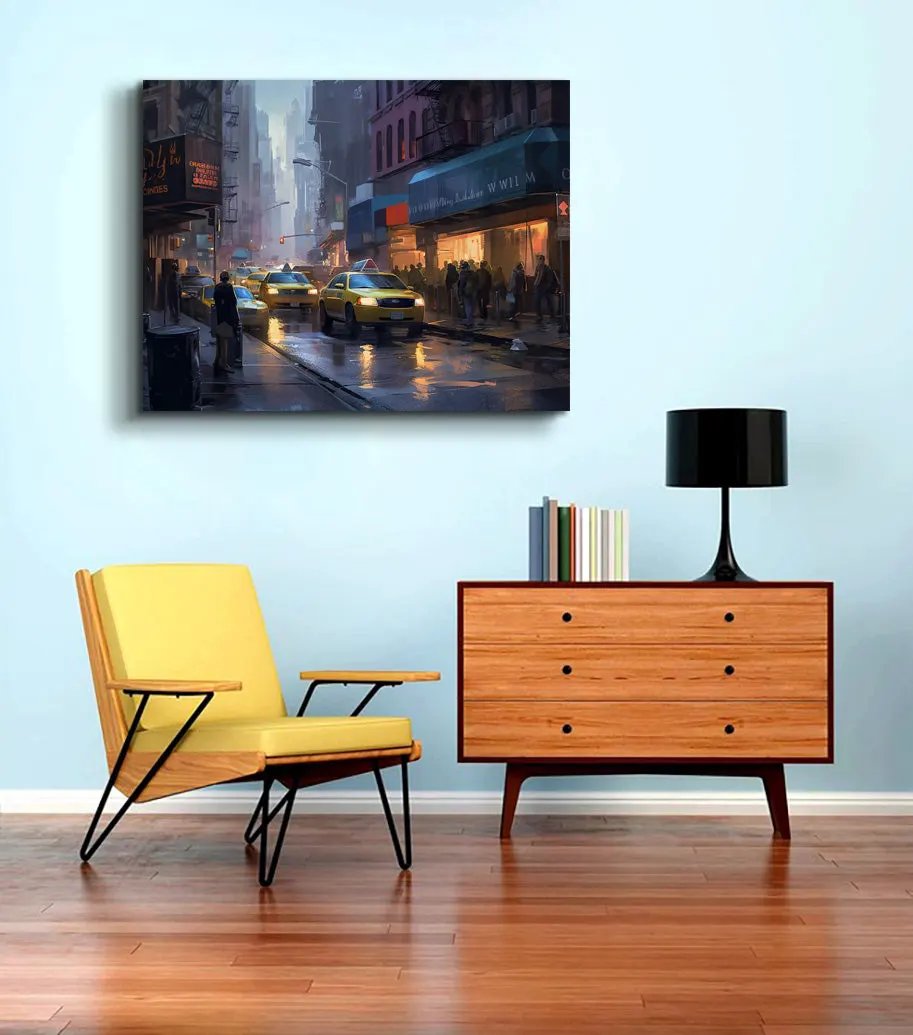 Canvas Wall Art-Night Streets Of NYC-RGB varnish by Gtaart.ca