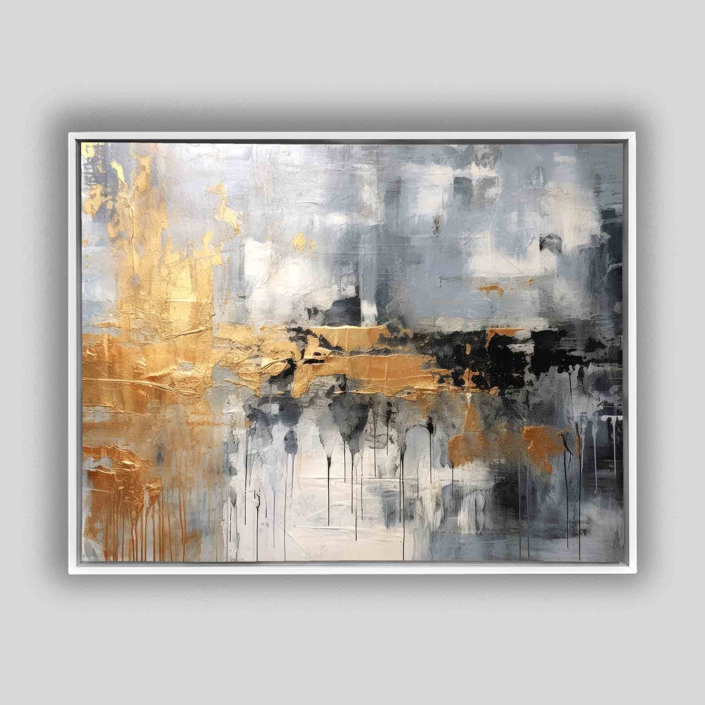 Autumn abstract canvas print-Minimalist art gold, beige, black and white by Gtaart.ca