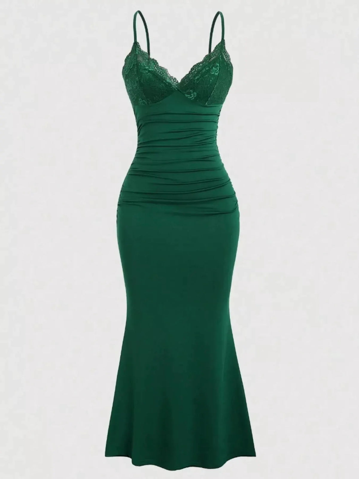 Lace Trim Ruched Mermaid Dress by Partner Label
