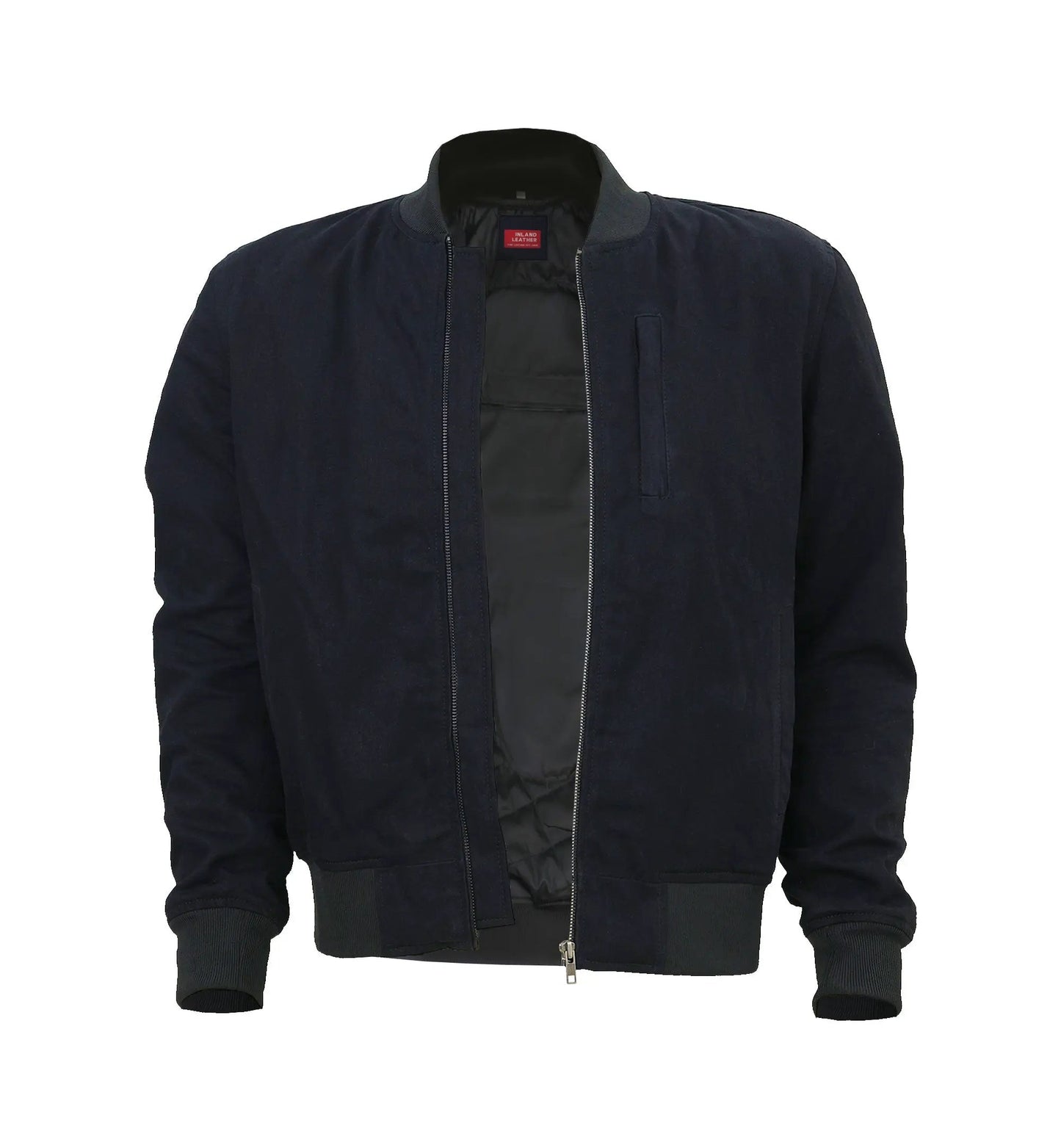 Burak Men’s Denim Safety Padded Motorcycle Bomber Jacket by Inland Leather Co