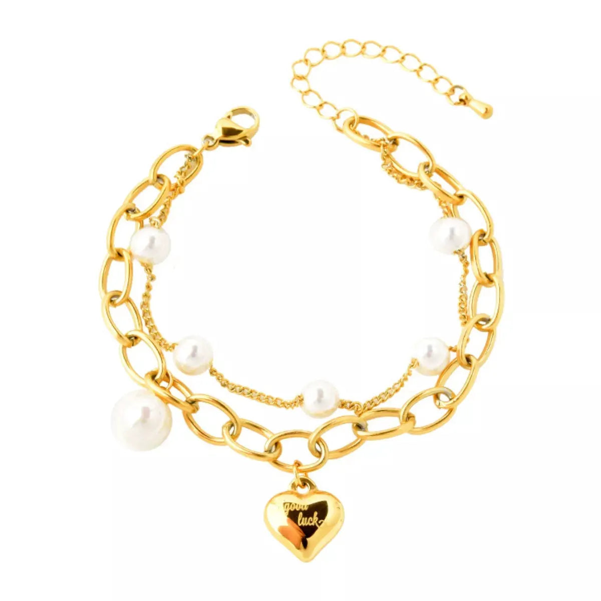 18K Gold-Plated Heart Charm Bracelet by Partner Label