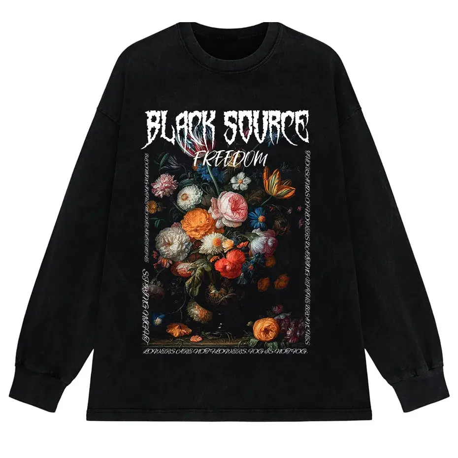 Gothic Rose Letter Print Vintage Washed Oversized T-Shirt by Vimost Shop