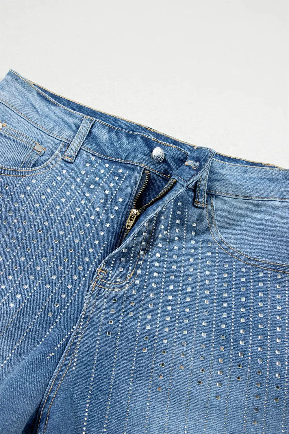 Rhinestone High Waist Denim Shorts by Partner Label
