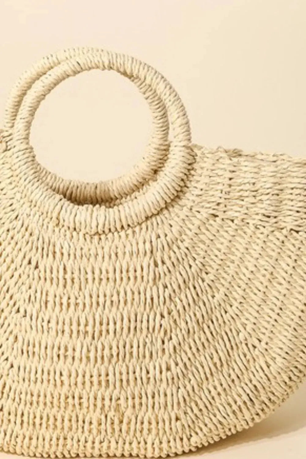 Fame Half Moon Straw Tote Bag by Fame