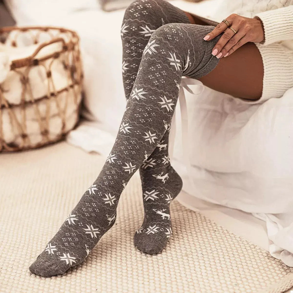 Christmas Bow Knee-High Socks by Partner Label