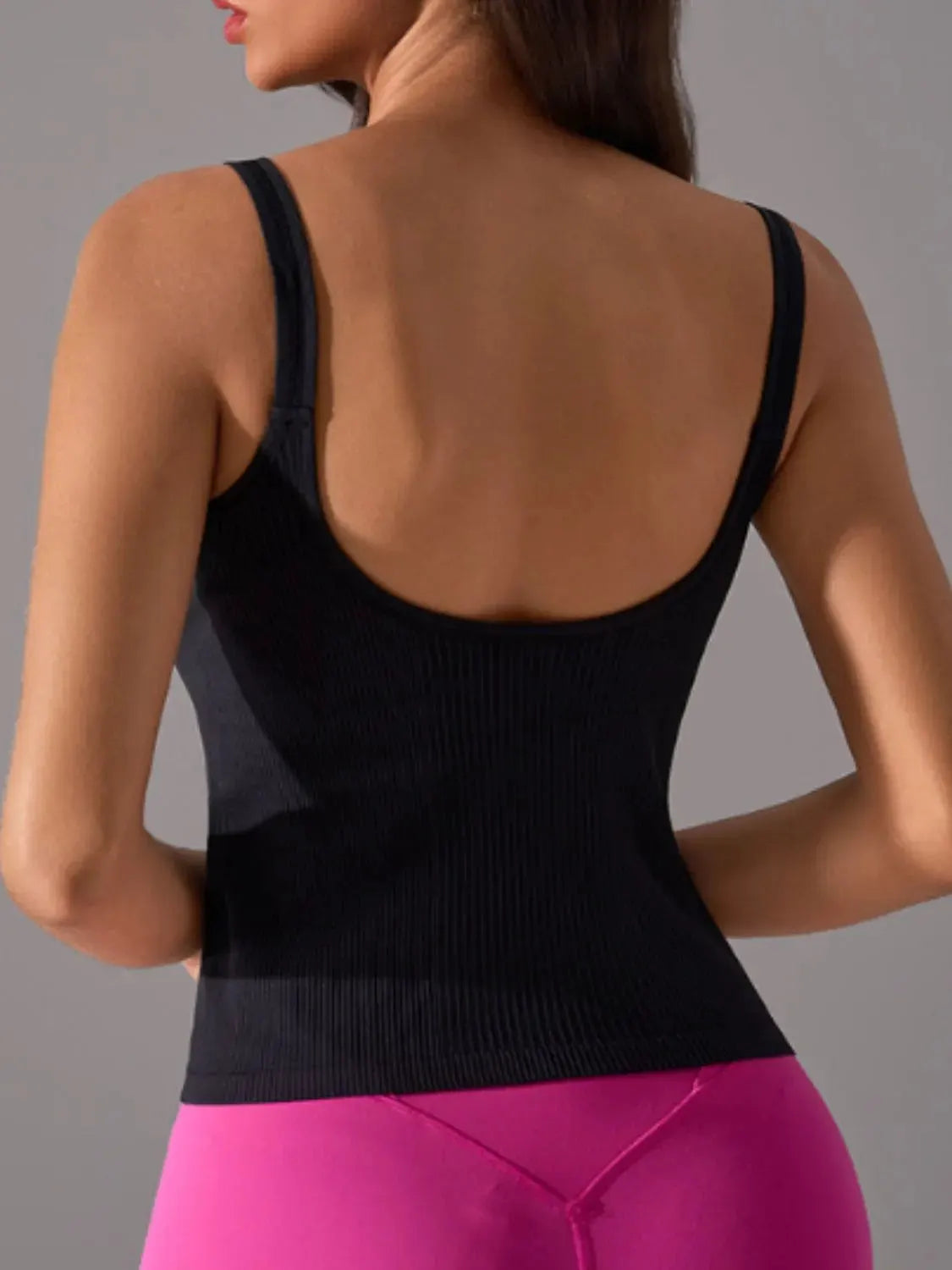 Scoop Neck Active Tank with Detachable Chest Pads by Partner Label